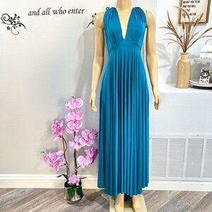 Two Birds Bridesmaid Dress Sleeveless In Peacock Blue Long High Low Size A